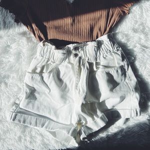 White Paper-Bag Shorts